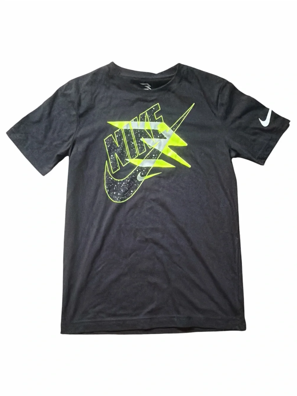 Nike Boy’s Black Tee with Neon Yellow Graphic
